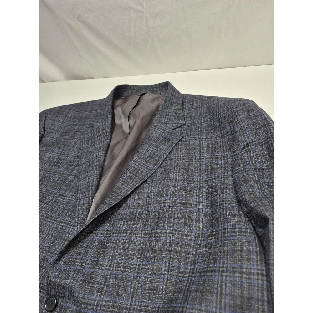 Oak Hill Premium Blazer Mens 3XLT Big Tall Gray Wool Plaid Sport Coat FLAW - Picture 2 of 13